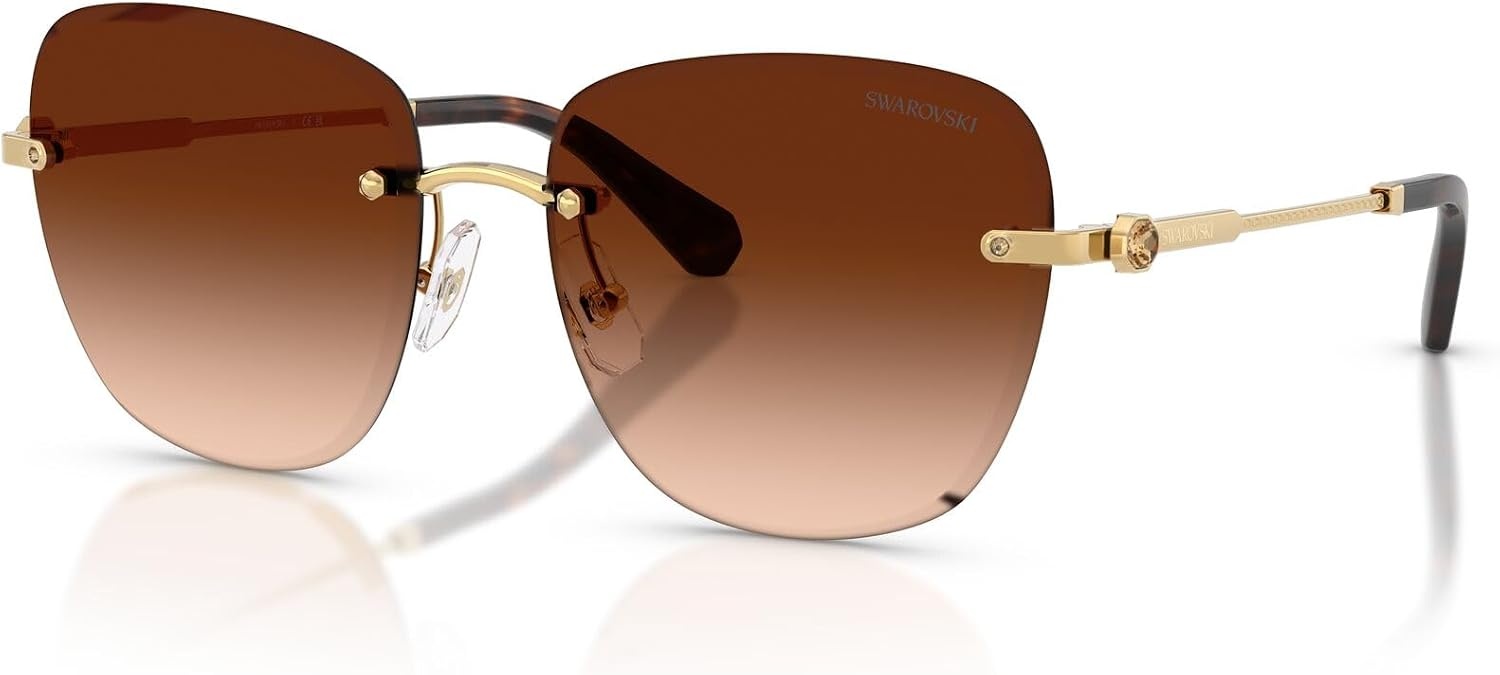 image:imageSwarovski Womens SK7043 Square Sunglasses58 mmGoldGradient Dark Brown
