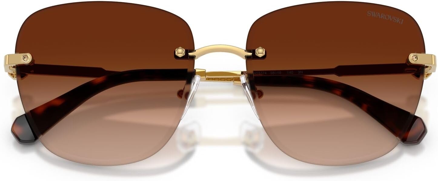 image:imageSwarovski Womens SK7043 Square Sunglasses58 mmGoldGradient Dark Brown