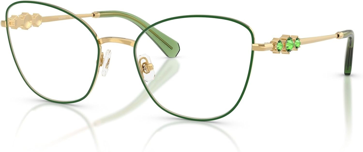 image:imageSwarovski Womens Sk1034 Cat Eye Prescription Eyewear FramesGreenGoldDemo Lens