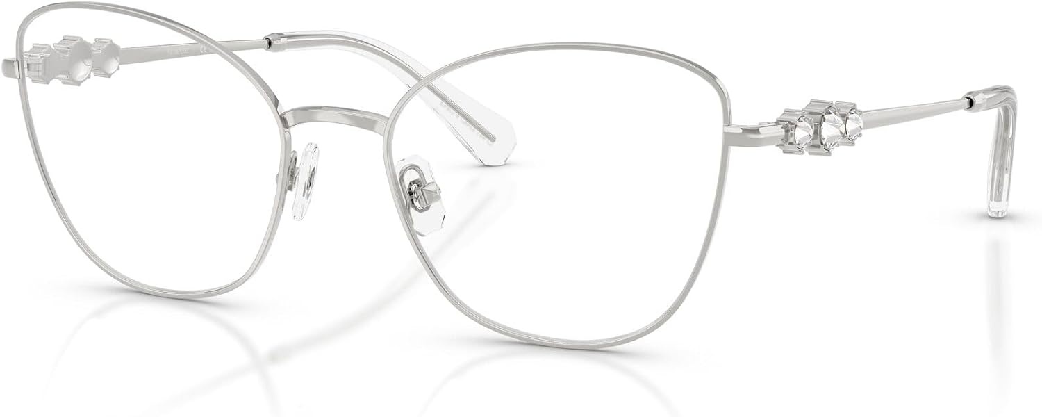 image:imageSwarovski Womens Sk1034 Cat Eye Prescription Eyewear FramesSilverDemo Lens
