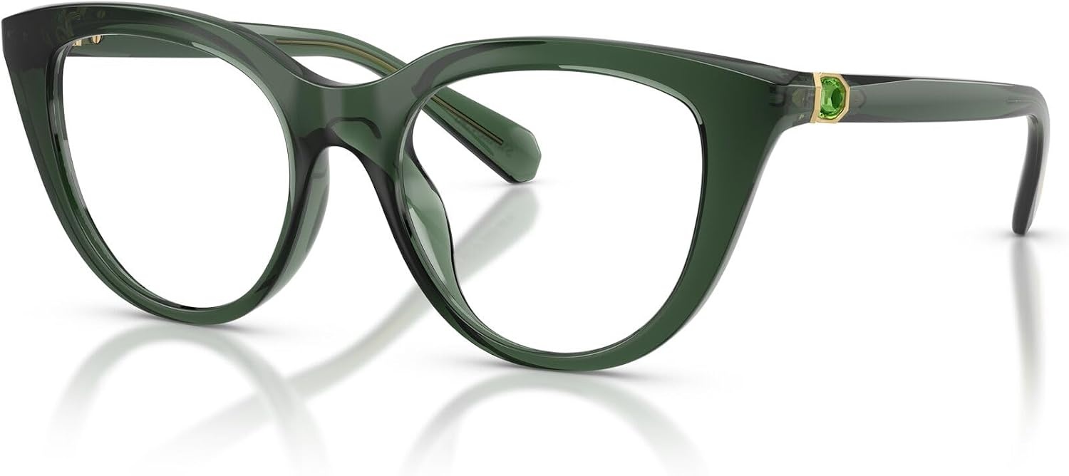 image:imageSwarovski Womens Sk2052 Cat Eye Prescription Eyewear FramesTransparent GreenDemo Lens