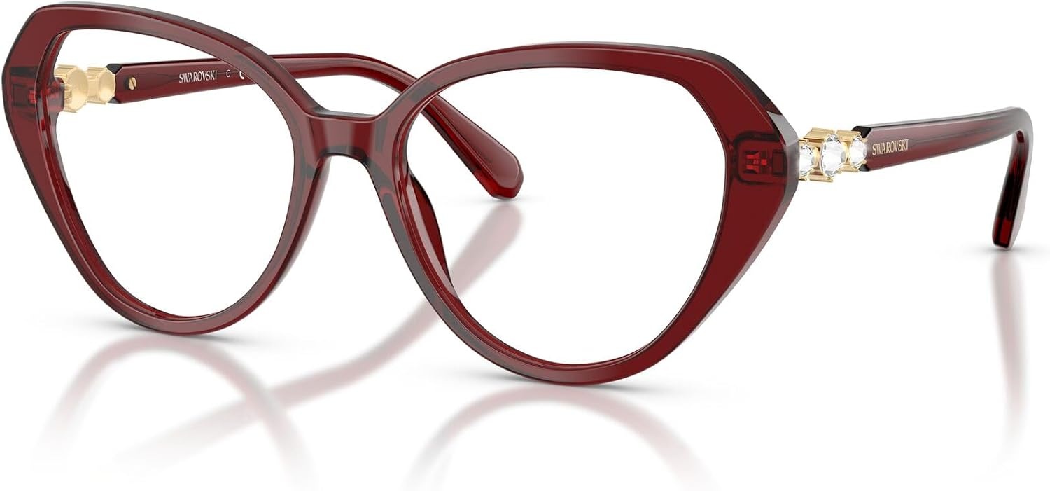 image:imageSwarovski Womens Sk2054 Cat Eye Prescription Eyewear FramesTransparent BurgundyDemo Lens