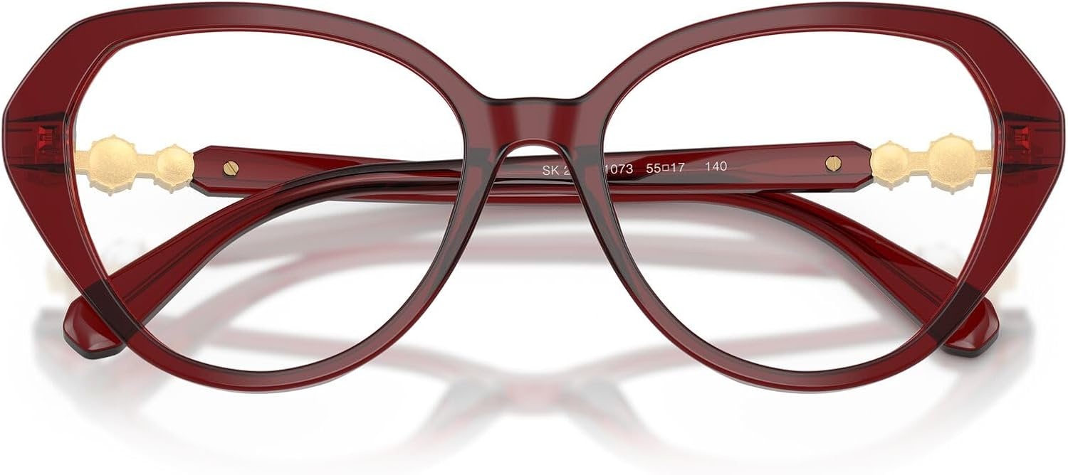 image:imageSwarovski Womens Sk2054 Cat Eye Prescription Eyewear FramesTransparent BurgundyDemo Lens