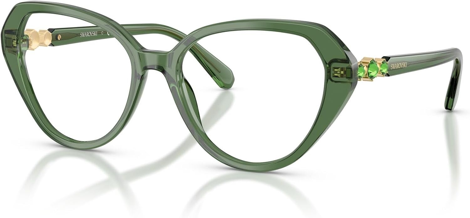image:imageSwarovski Womens Sk2054 Cat Eye Prescription Eyewear FramesTransparent GreenDemo Lens