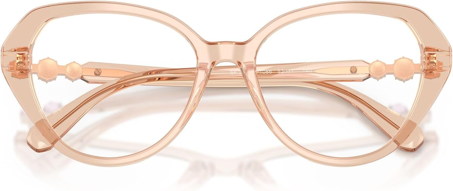 image:imageSwarovski Womens Sk2054f Low Bridge Fit Cat Eye Prescription Eyewear FramesTransparent BeigeDemo Lens