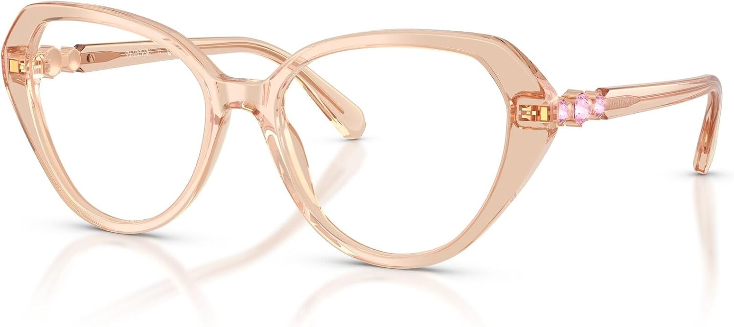 image:imageSwarovski Womens Sk2054f Low Bridge Fit Cat Eye Prescription Eyewear FramesTransparent BeigeDemo Lens