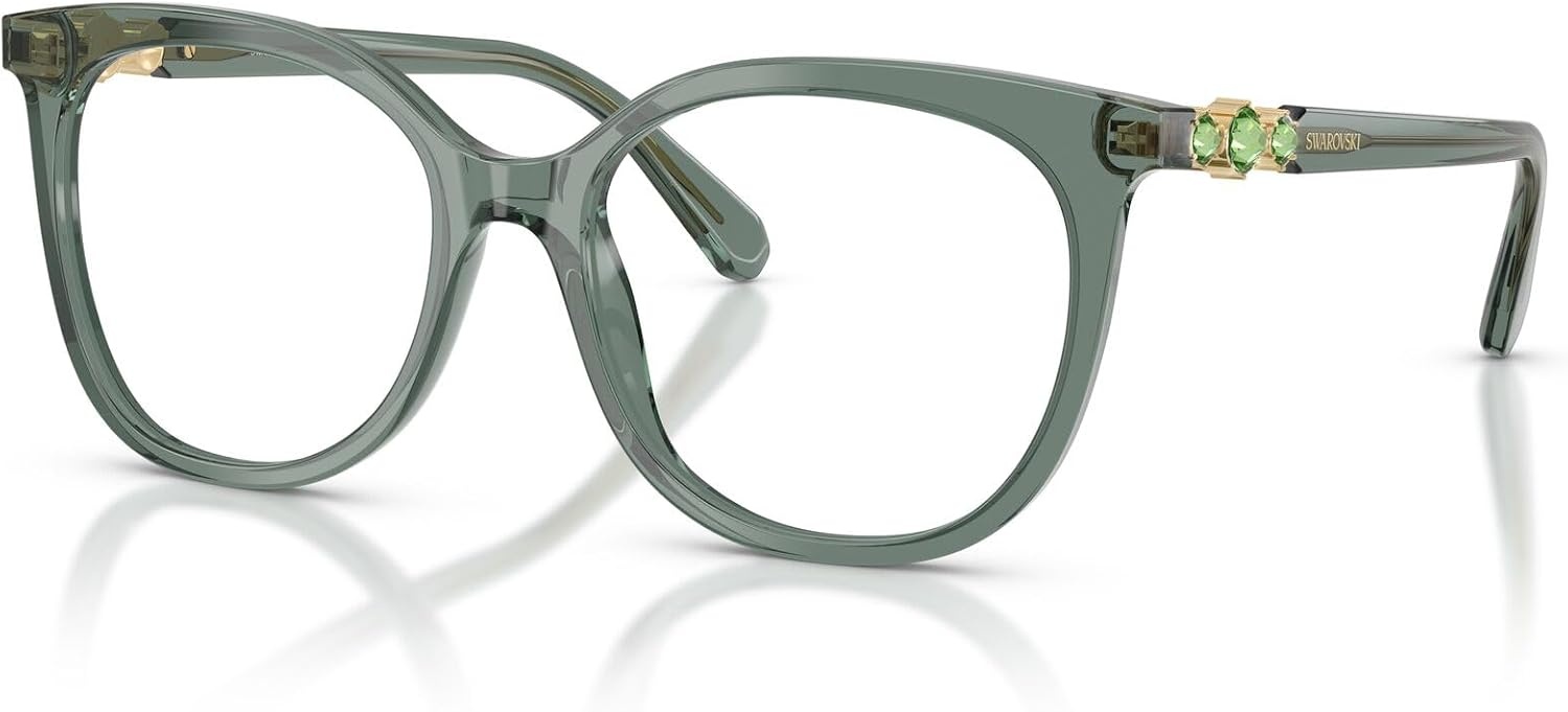 image:imageSwarovski Womens Sk2055 Round Prescription Eyewear FramesTransparent GreenDemo Lens