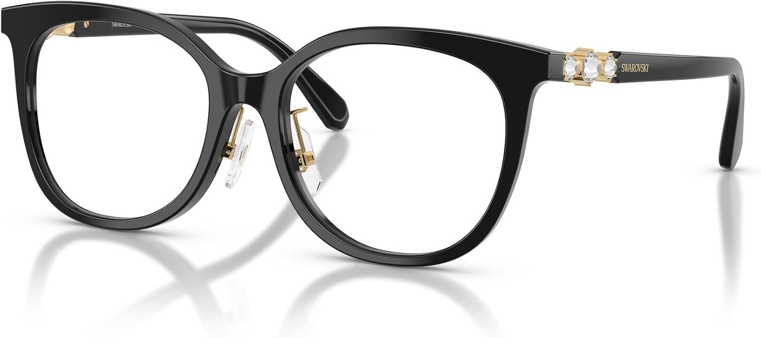 image:imageSwarovski Womens Sk2055f Low Bridge Fit Round Prescription Eyewear FramesBlackDemo Lens