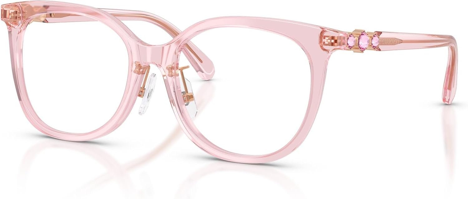 image:imageSwarovski Womens Sk2055f Low Bridge Fit Round Prescription Eyewear FramesTransparent PinkDemo Lens