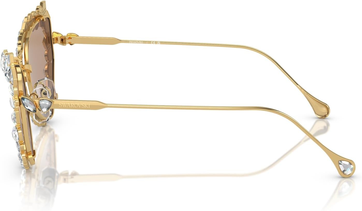 image:imageSwarovski womens Sk 7011 With Crystal Clipon Butterfly SunglassesGoldLight Brown