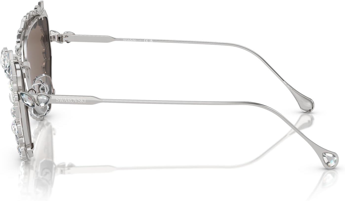 image:imageSwarovski womens Sk 7011 With Crystal Clipon Butterfly SunglassesSilverClear Mirrored Real Platinum