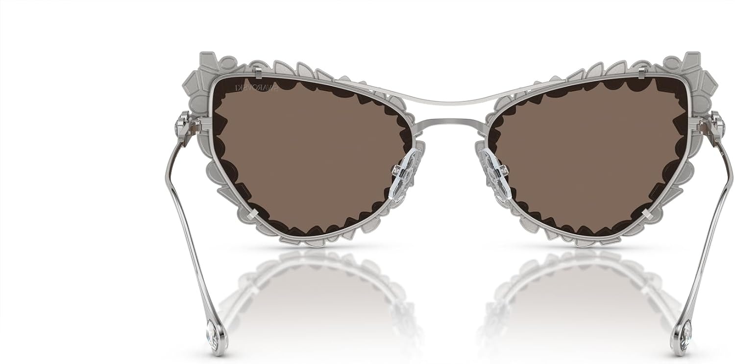 image:imageSwarovski womens Sk 7011 With Crystal Clipon Butterfly SunglassesSilverClear Mirrored Real Platinum