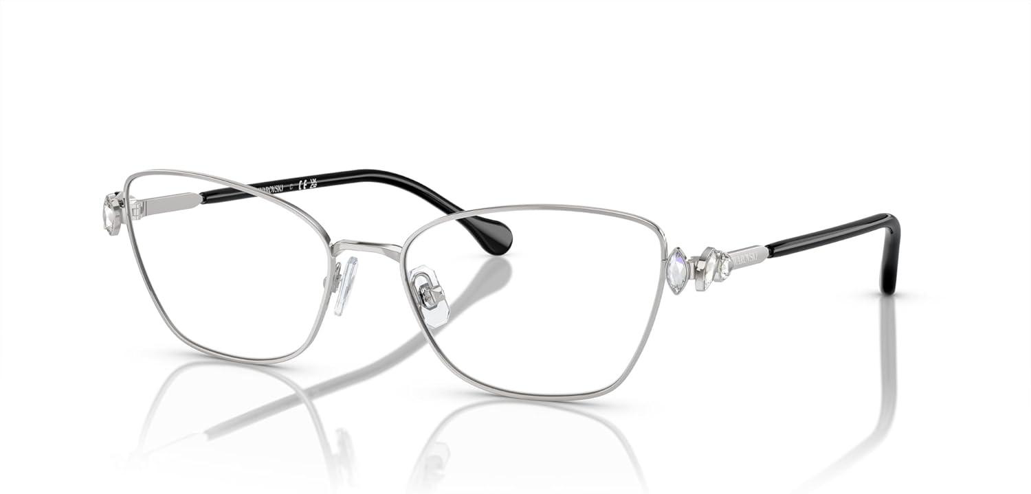 image:imageSwarovski womens Sk1006 Square Prescription Eyewear FramesSilverBlackDemo Lens
