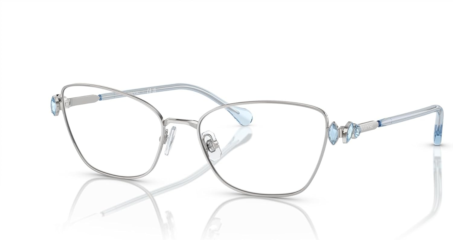 image:imageSwarovski womens Sk1006 Square Prescription Eyewear FramesSilverBlueDemo Lens