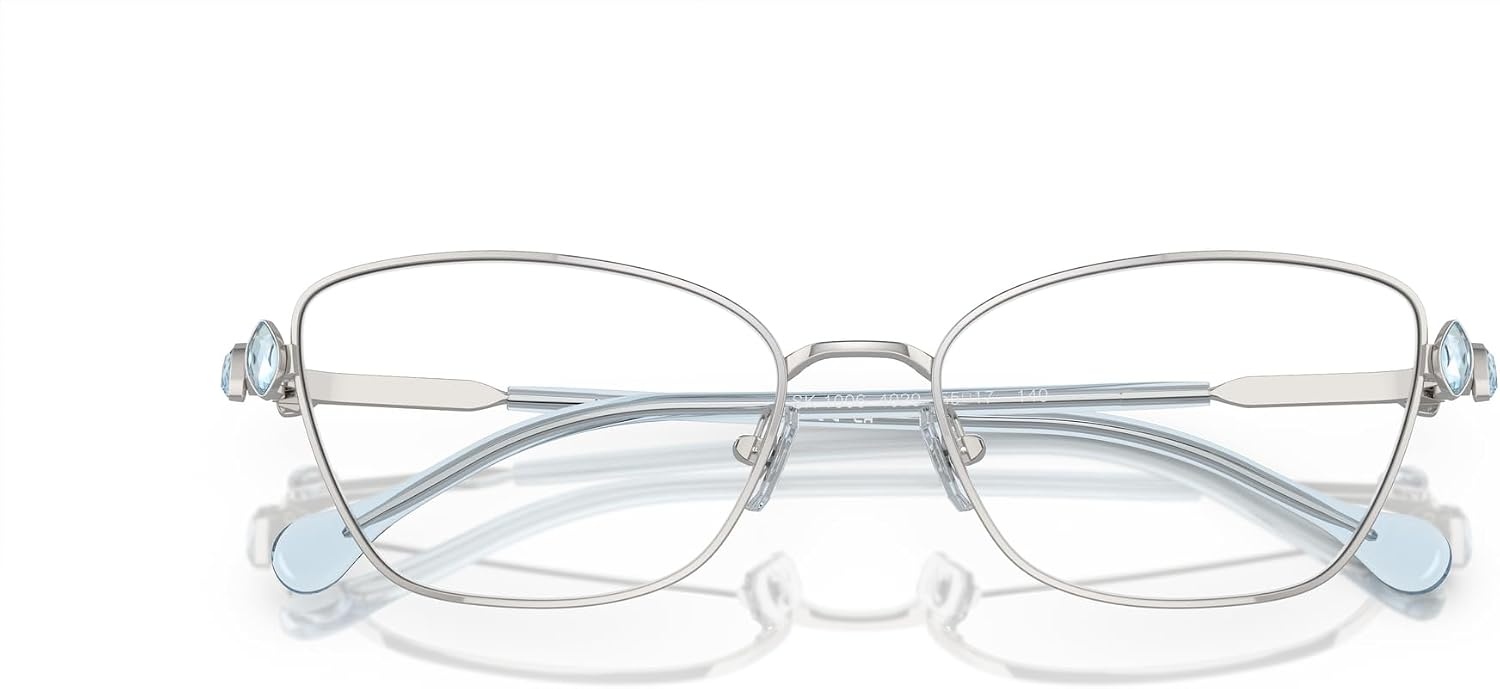image:imageSwarovski womens Sk1006 Square Prescription Eyewear FramesSilverBlueDemo Lens