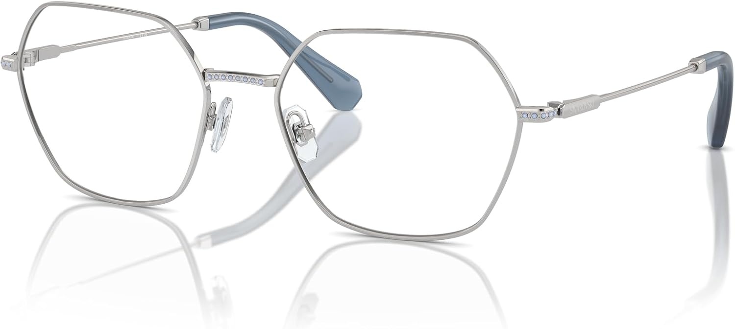 image:imageSwarovski womens Sk1011 Hexagonal Prescription Eyewear FramesSilverDemo Lens