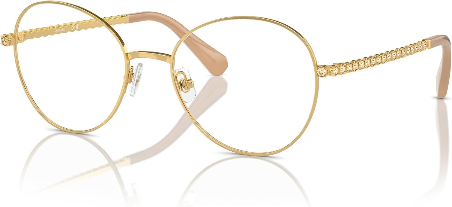 image:imageSwarovski womens Sk1013 Round Prescription Eyewear FramesGoldDemo Lens