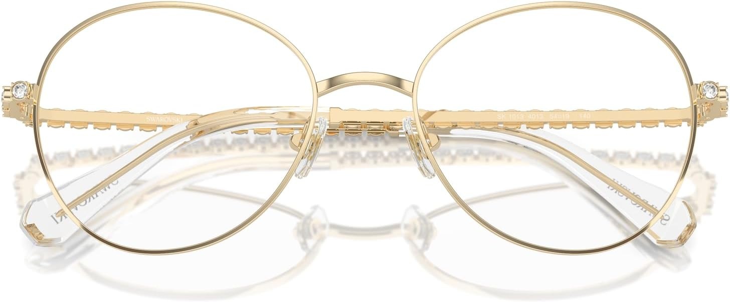 image:imageSwarovski womens Sk1013 Round Prescription Eyewear FramesPale GoldDemo Lens
