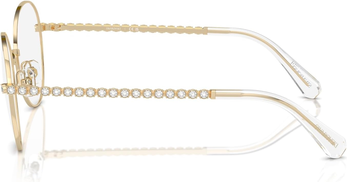 image:imageSwarovski womens Sk1013 Round Prescription Eyewear FramesPale GoldDemo Lens