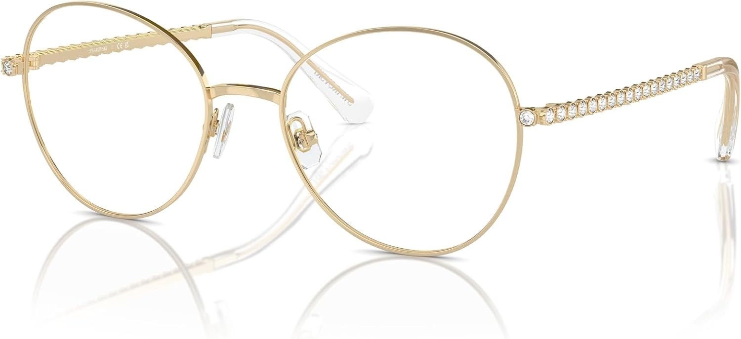 image:imageSwarovski womens Sk1013 Round Prescription Eyewear FramesPale GoldDemo Lens
