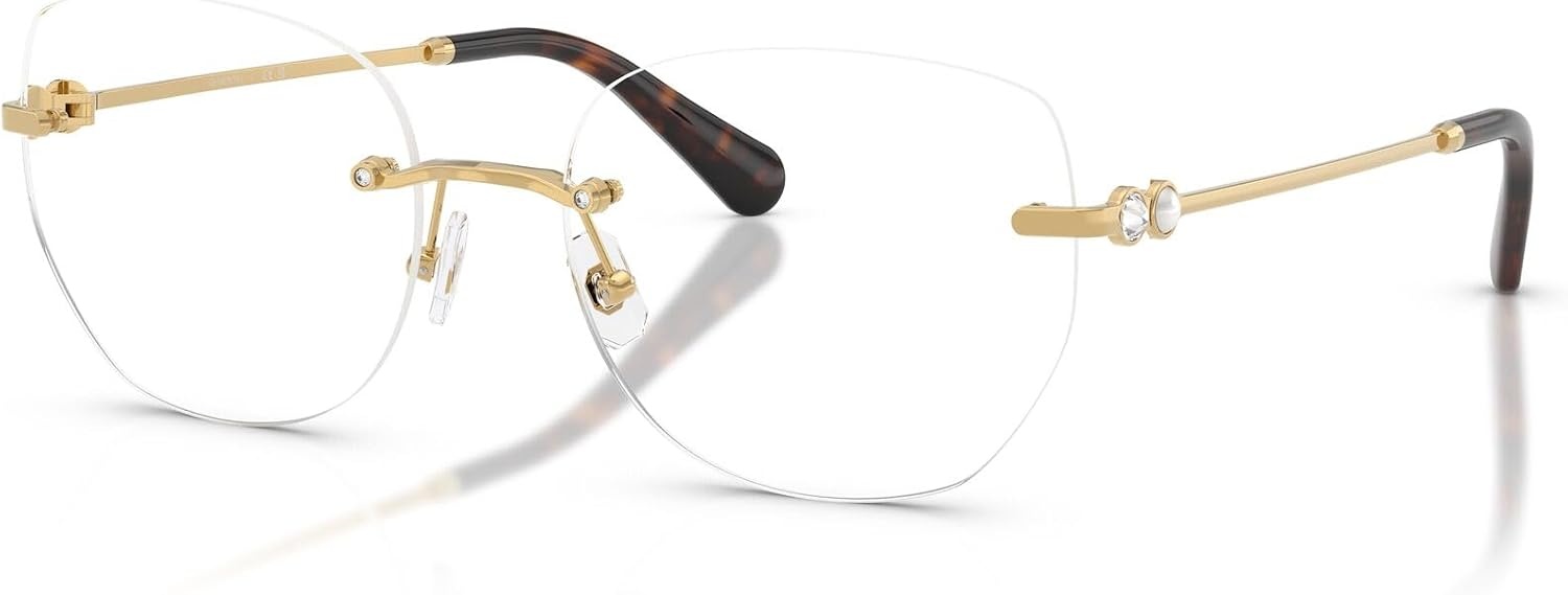 image:imageSwarovski womens Sk1038 Round Prescription Eyewear FramesGoldDemo Lens