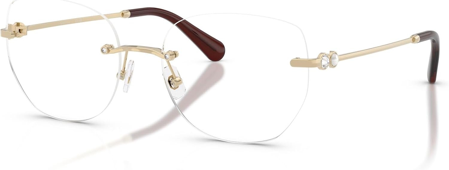 image:imageSwarovski womens Sk1038 Round Prescription Eyewear FramesPale GoldDemo Lens
