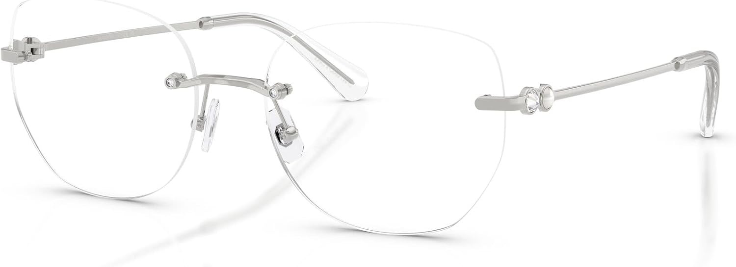image:imageSwarovski womens Sk1038 Round Prescription Eyewear FramesSilverDemo Lens