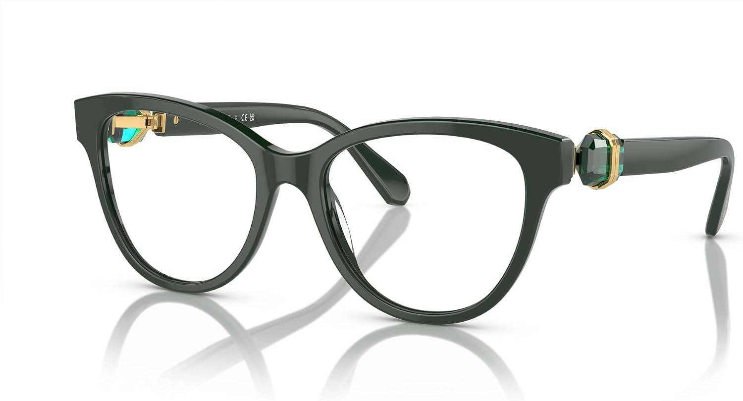 image:imageSwarovski womens Sk2004 Round Prescription Eyewear FramesDark GreenDemo Lens