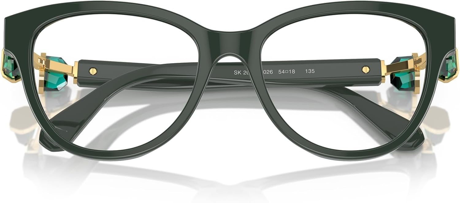 image:imageSwarovski womens Sk2004 Round Prescription Eyewear FramesDark GreenDemo Lens