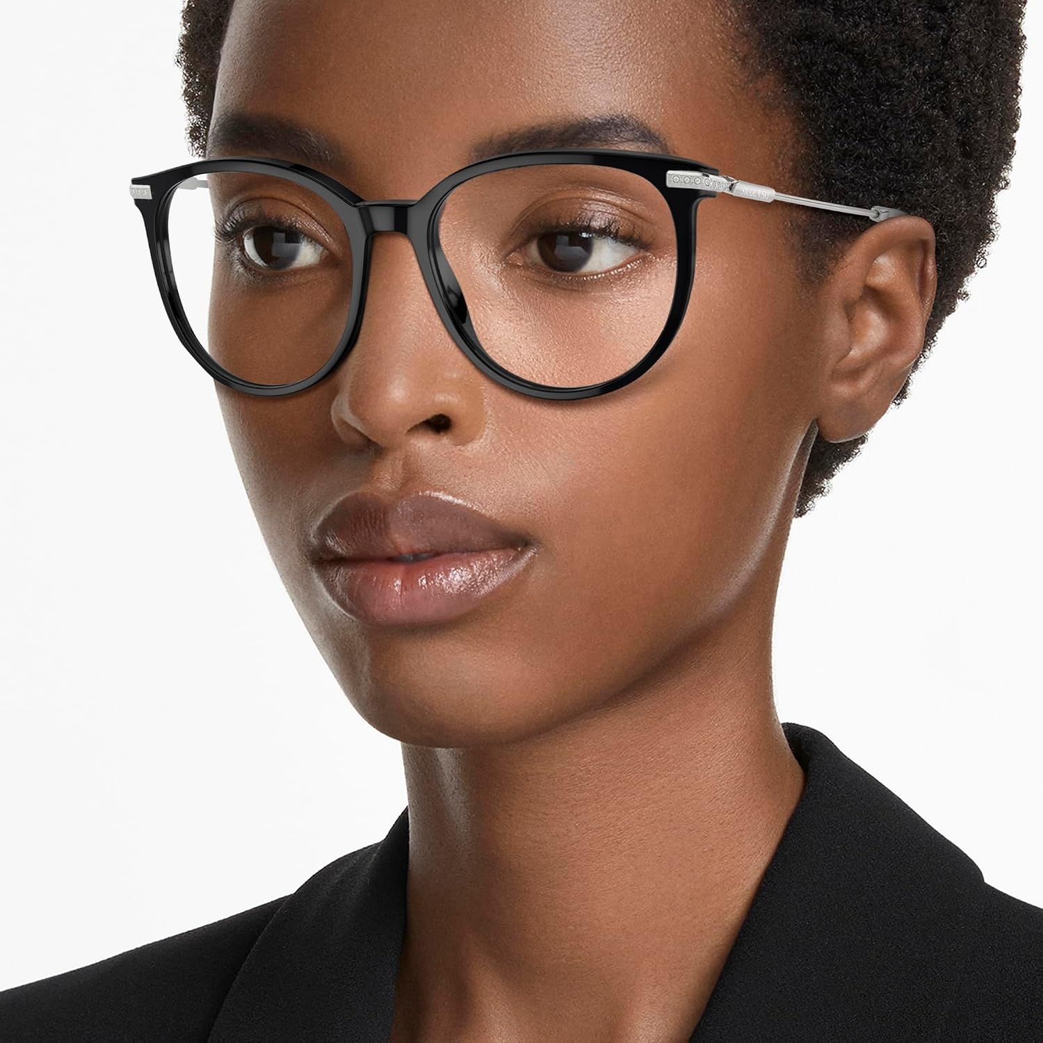 image:imageSwarovski womens Sk2009 Round Prescription Eyewear FramesBlackSilverDemo Lens