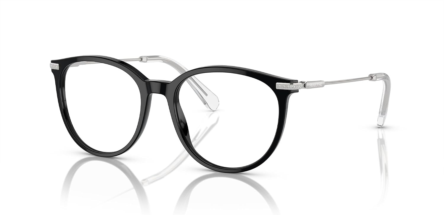 image:imageSwarovski womens Sk2009 Round Prescription Eyewear FramesBlackSilverDemo Lens