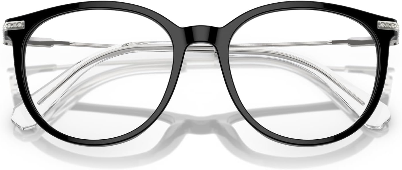 image:imageSwarovski womens Sk2009 Round Prescription Eyewear FramesBlackSilverDemo Lens