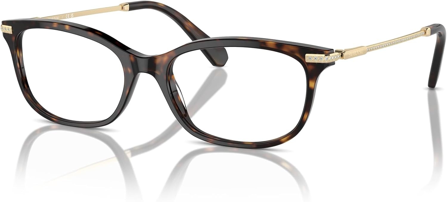 image:imageSwarovski womens Sk2017 Rectangular Prescription Eyewear FramesDark HavanaDemo Lens