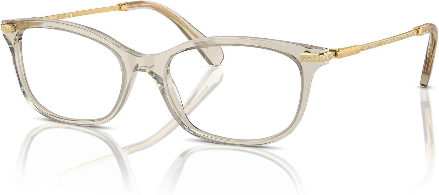 image:imageSwarovski womens Sk2017 Rectangular Prescription Eyewear FramesTransparent BeigeDemo Lens