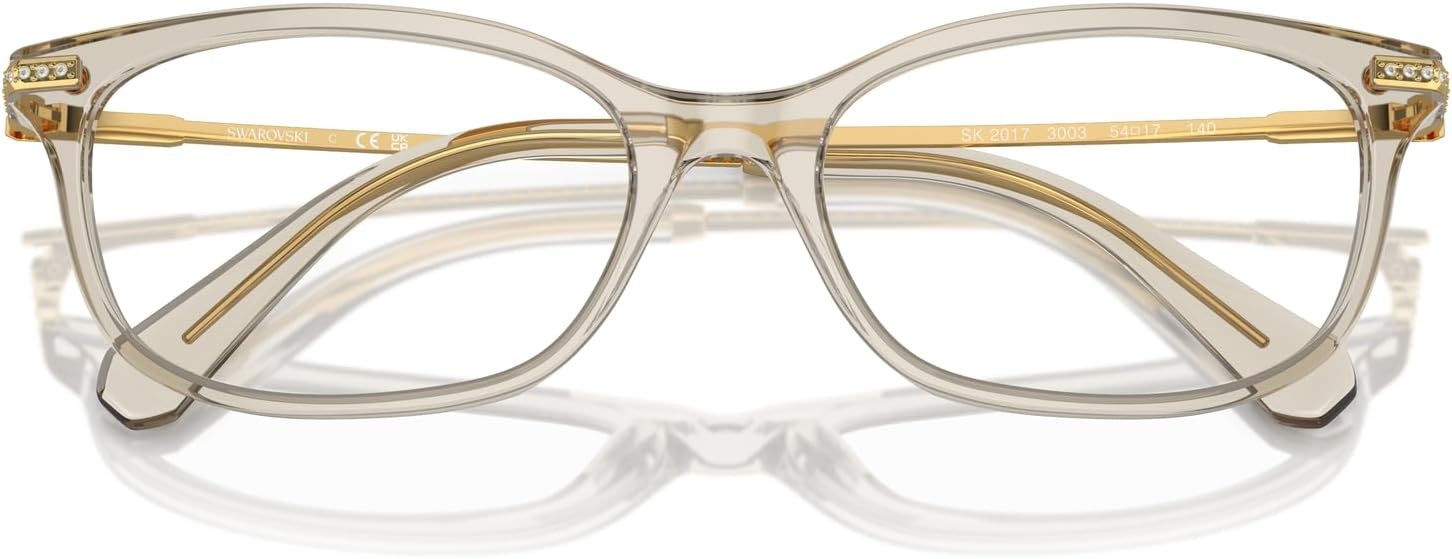 image:imageSwarovski womens Sk2017 Rectangular Prescription Eyewear FramesTransparent BeigeDemo Lens