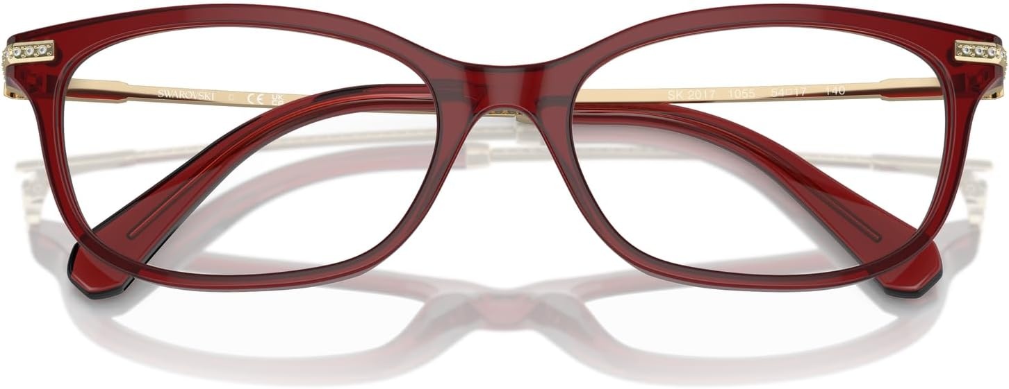 image:imageSwarovski womens Sk2017 Rectangular Prescription Eyewear FramesTransparent BurgundyDemo Lens