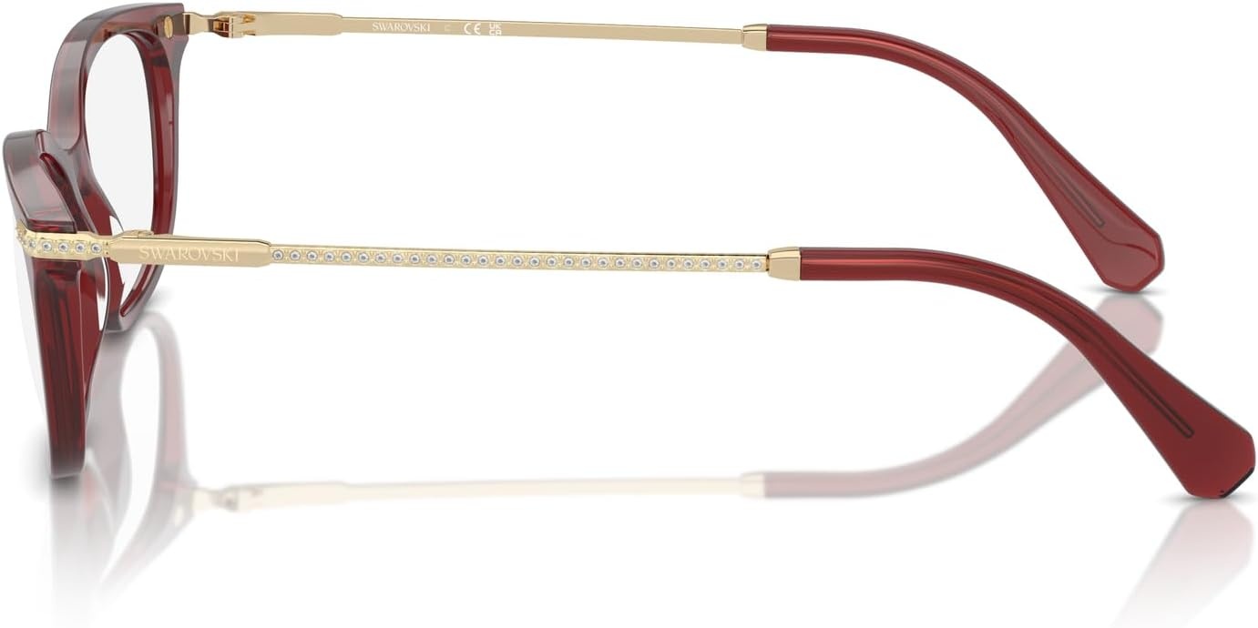image:imageSwarovski womens Sk2017 Rectangular Prescription Eyewear FramesTransparent BurgundyDemo Lens