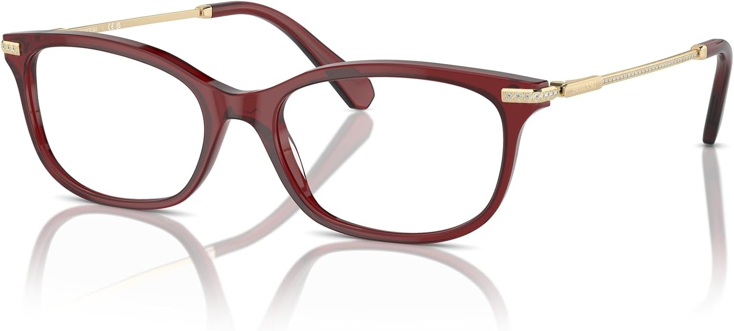 image:imageSwarovski womens Sk2017 Rectangular Prescription Eyewear FramesTransparent BurgundyDemo Lens
