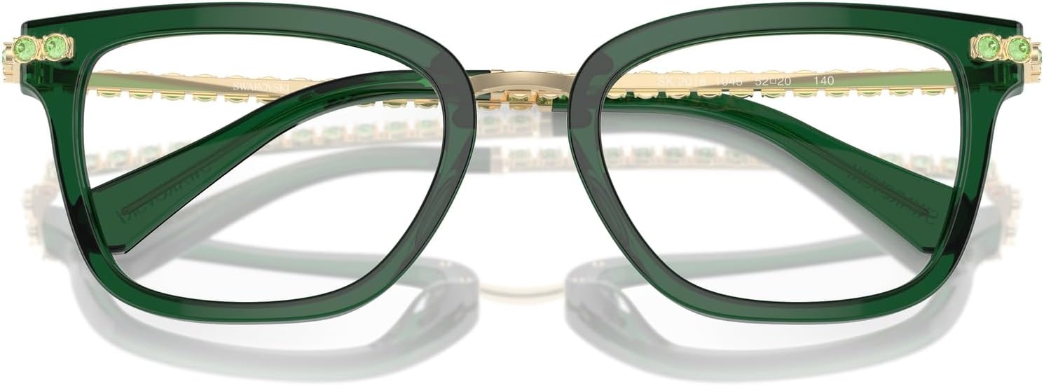 image:imageSwarovski womens Sk2018 Square Prescription Eyewear FramesDark Green TransparentDemo Lens