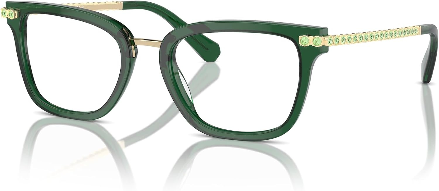 image:imageSwarovski womens Sk2018 Square Prescription Eyewear FramesDark Green TransparentDemo Lens