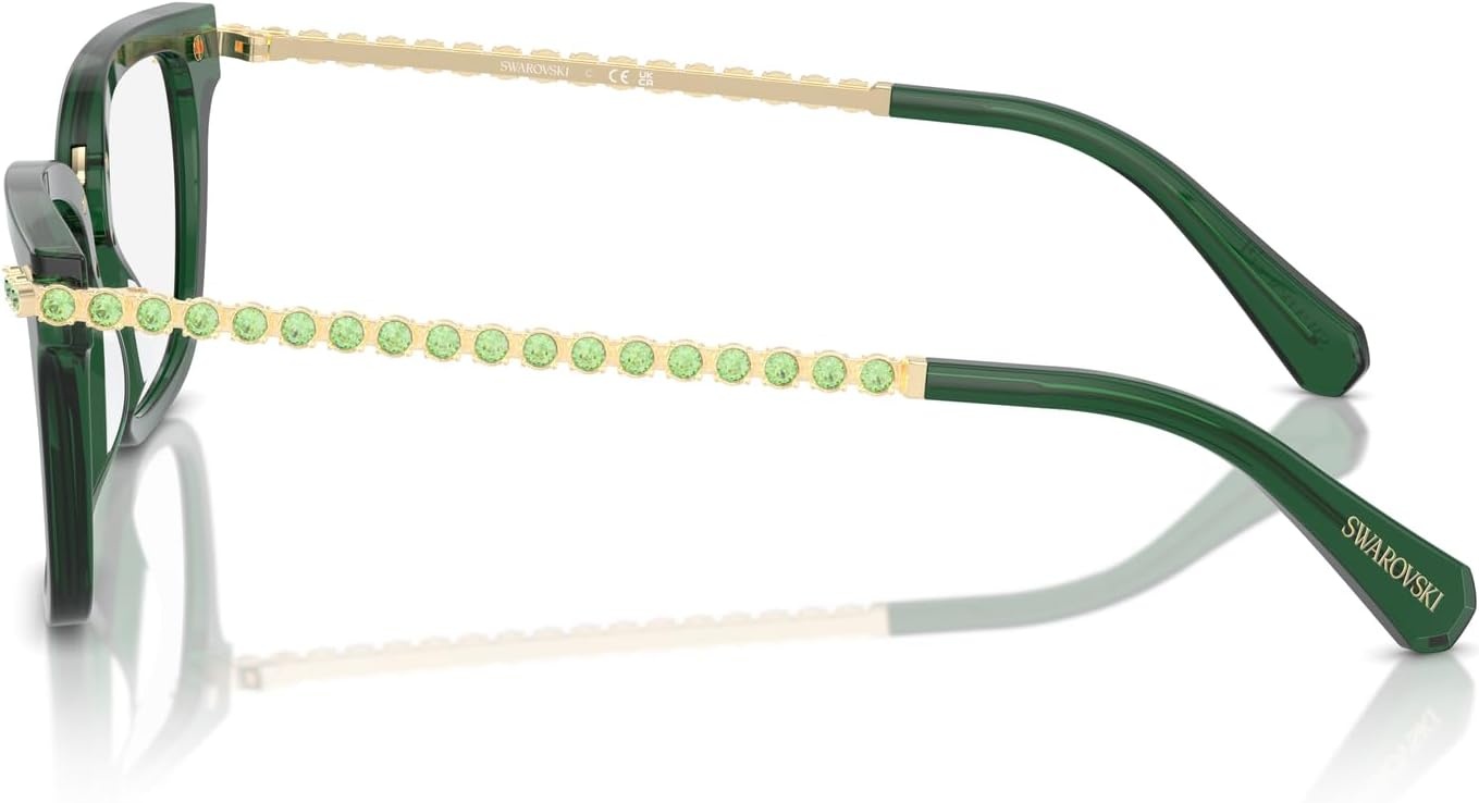 image:imageSwarovski womens Sk2018 Square Prescription Eyewear FramesDark Green TransparentDemo Lens