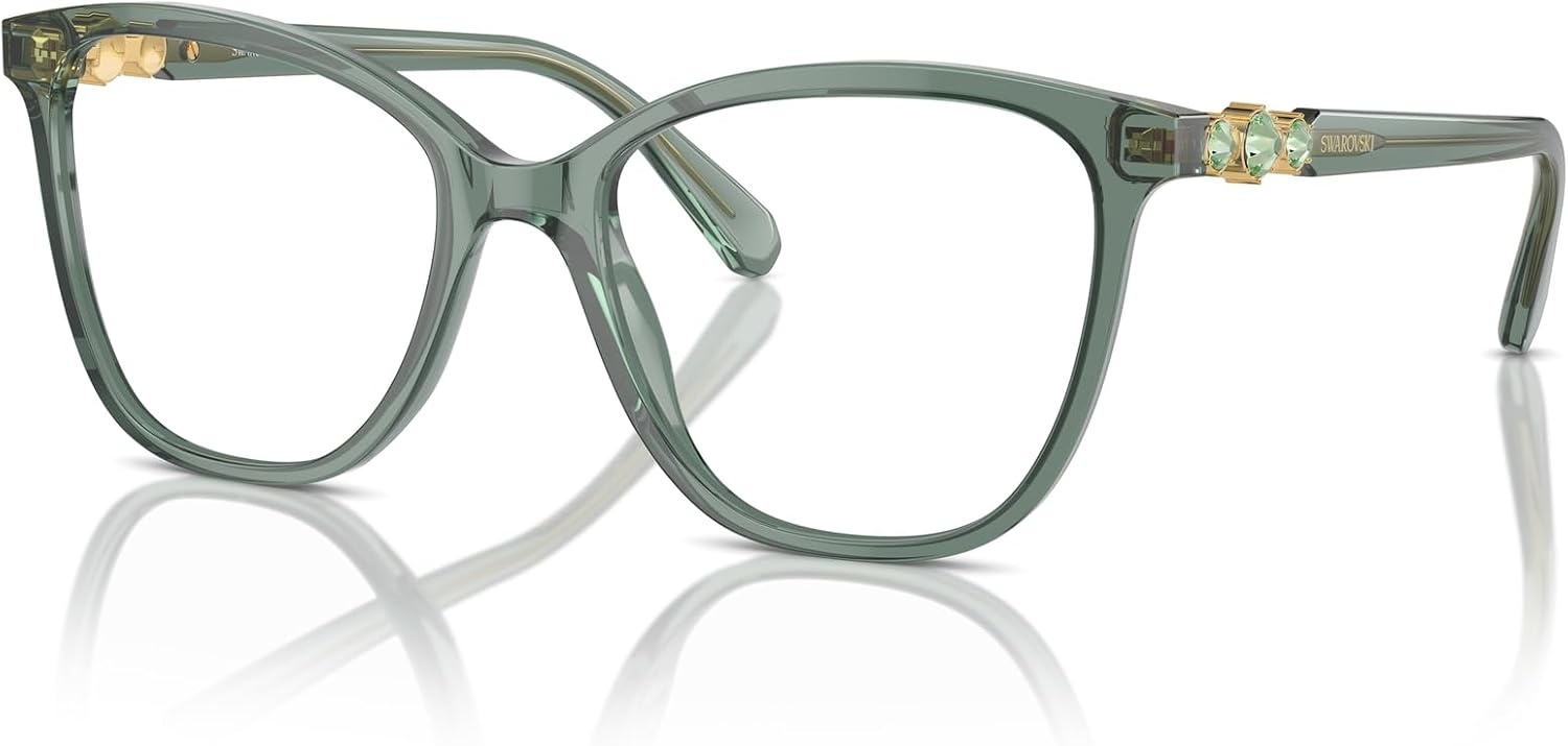 image:imageSwarovski womens Sk2020 Square Prescription Eyewear FramesTransparent GreenDemo Lens