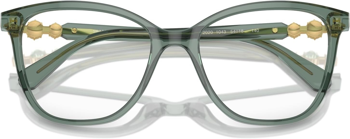 image:imageSwarovski womens Sk2020 Square Prescription Eyewear FramesTransparent GreenDemo Lens