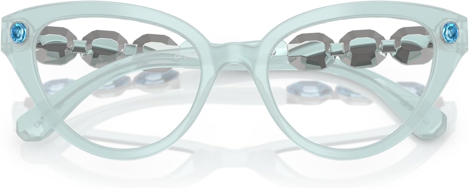 image:imageSwarovski womens Sk2028 Cat Eye Prescription Eyewear FramesMilky Light BlueDemo Lens