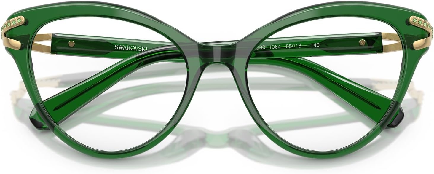 image:imageSwarovski womens Sk2030 Cat Eye Prescription Eyewear FramesTransparent GreenDemo Lens