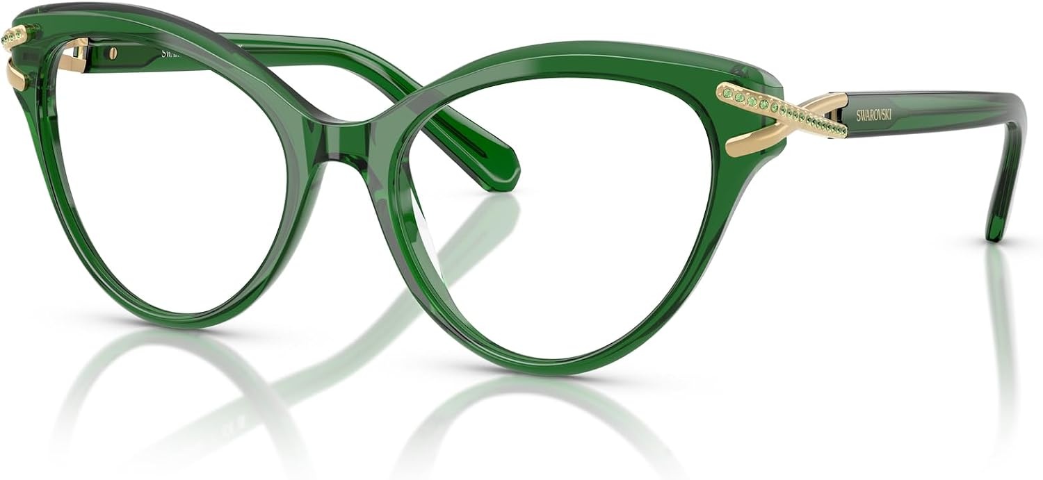 image:imageSwarovski womens Sk2030 Cat Eye Prescription Eyewear FramesTransparent GreenDemo Lens