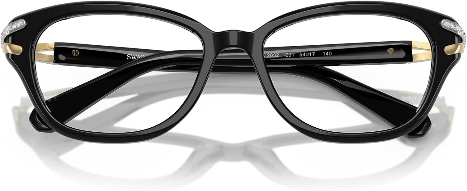 image:imageSwarovski womens Sk2032 Square Prescription Eyewear FramesBlackDemo Lens