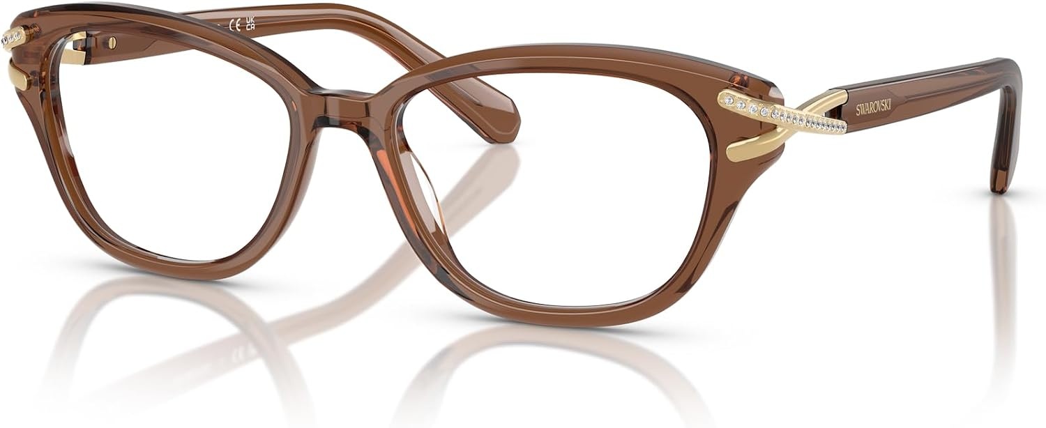 image:imageSwarovski womens Sk2032 Square Prescription Eyewear FramesTransparent BrownDemo Lens