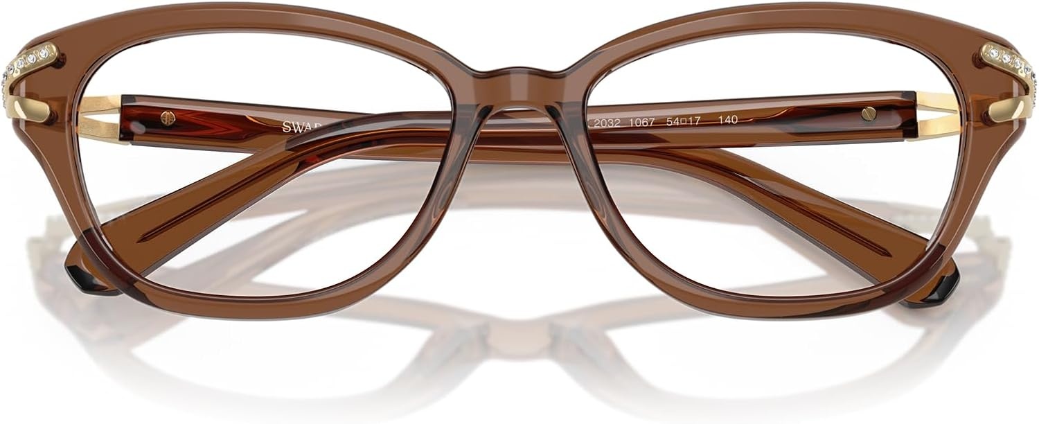 image:imageSwarovski womens Sk2032 Square Prescription Eyewear FramesTransparent BrownDemo Lens