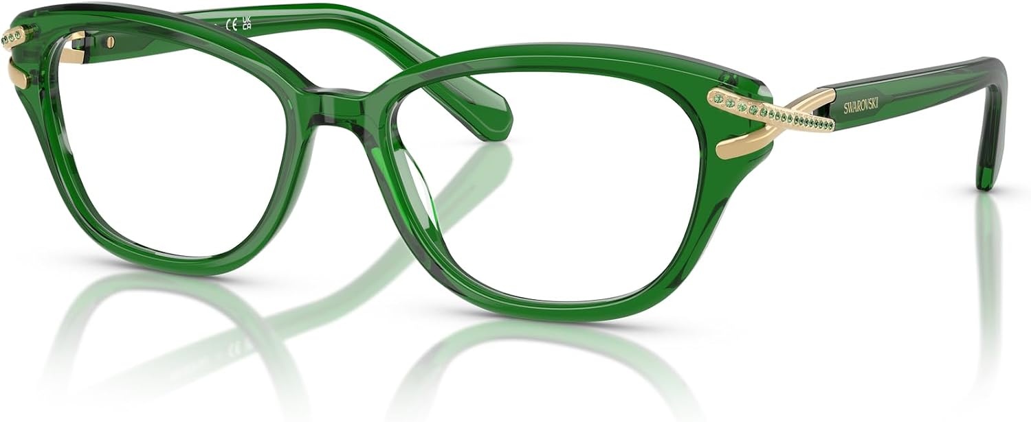 image:imageSwarovski womens Sk2032 Square Prescription Eyewear FramesTransparent GreenDemo Lens